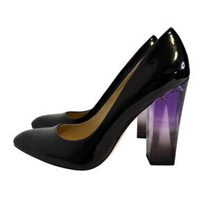 Katy Perry A.W. Black Patent Purple Ombre Block Heel Pump Size 9